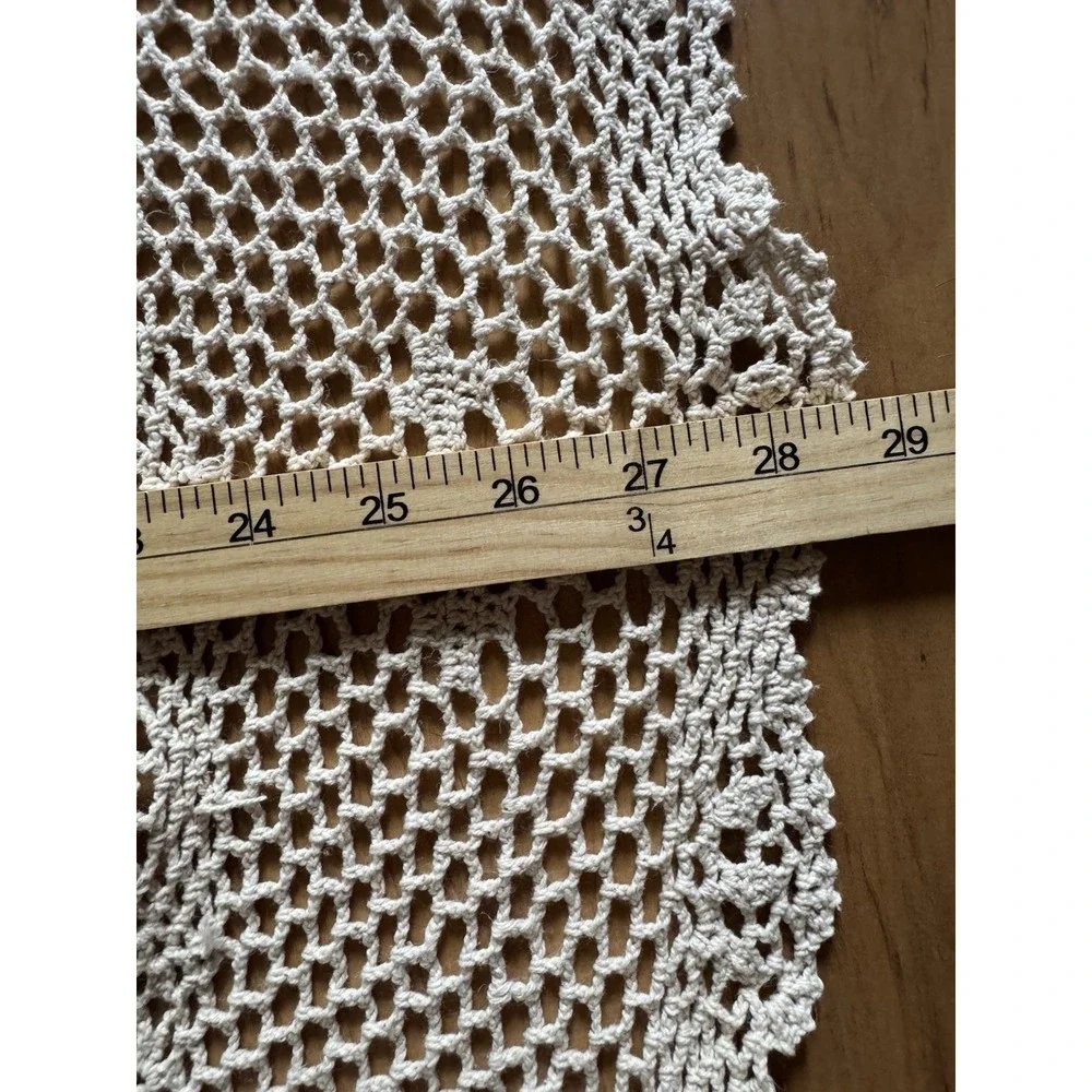 Set of 2 Hand Crocheted Lace Table Toppers Round Cottagecore Farmhouse Decor